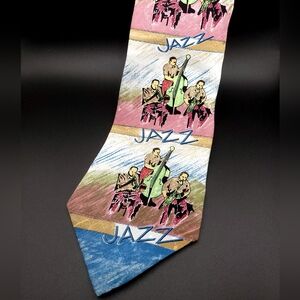 Rare Vintage 100% Silk Pastel Made in USA Jazz Band New Orleans Tie
